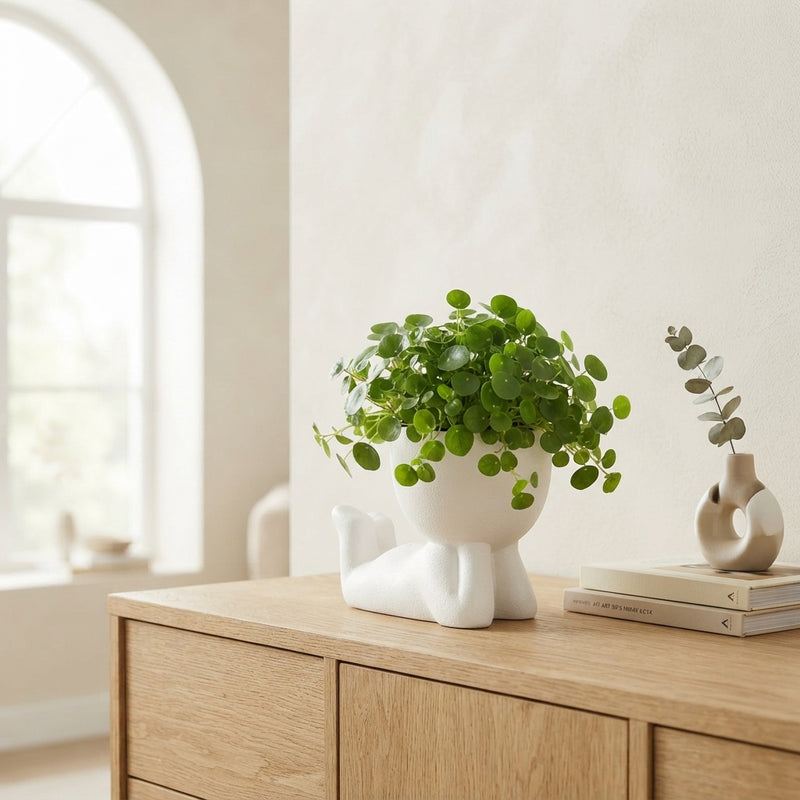 Pilea ‘Lazy Dude’ Arrangement – 14cm Ceramic Pot