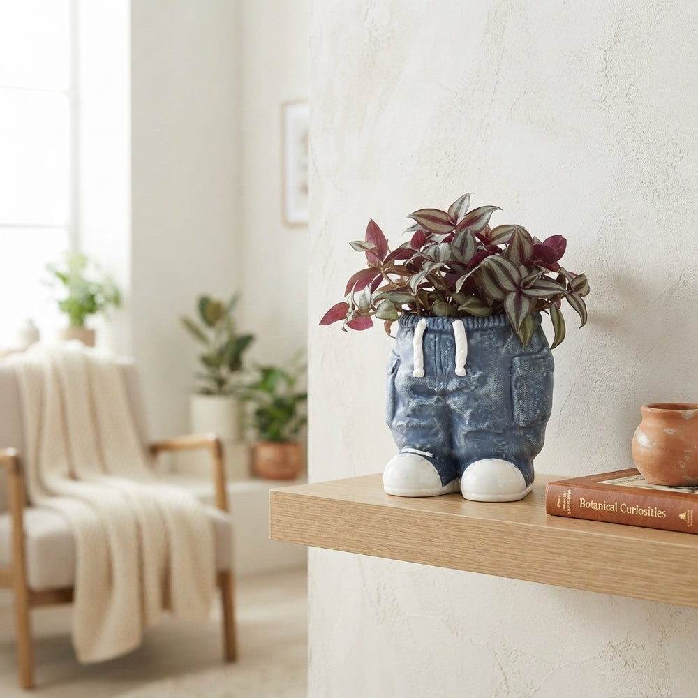 Blue Tradescantia Arrangement – 14cm Ceramic Pot