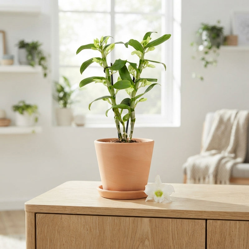 White Dendrobium Nobile Orchid – 12cm Pot