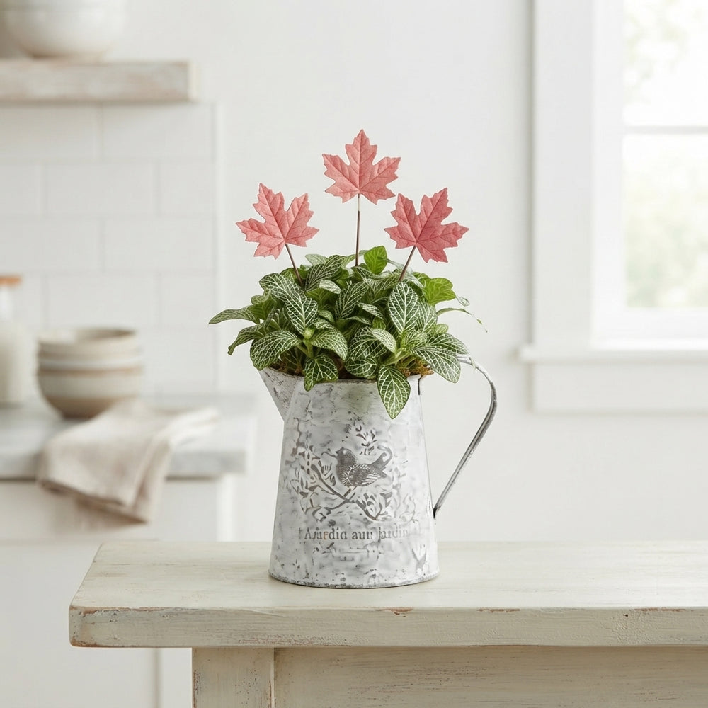 Mixed Garden Plant Arrangement in Zinc Pot – 12cm