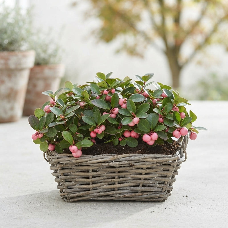 Outdoor Arrangement in Extra-Large Square Wicker Basket – 30cm