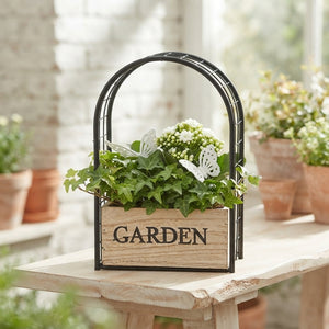 Mixed Colour Garden Arrangement with Iron Frame