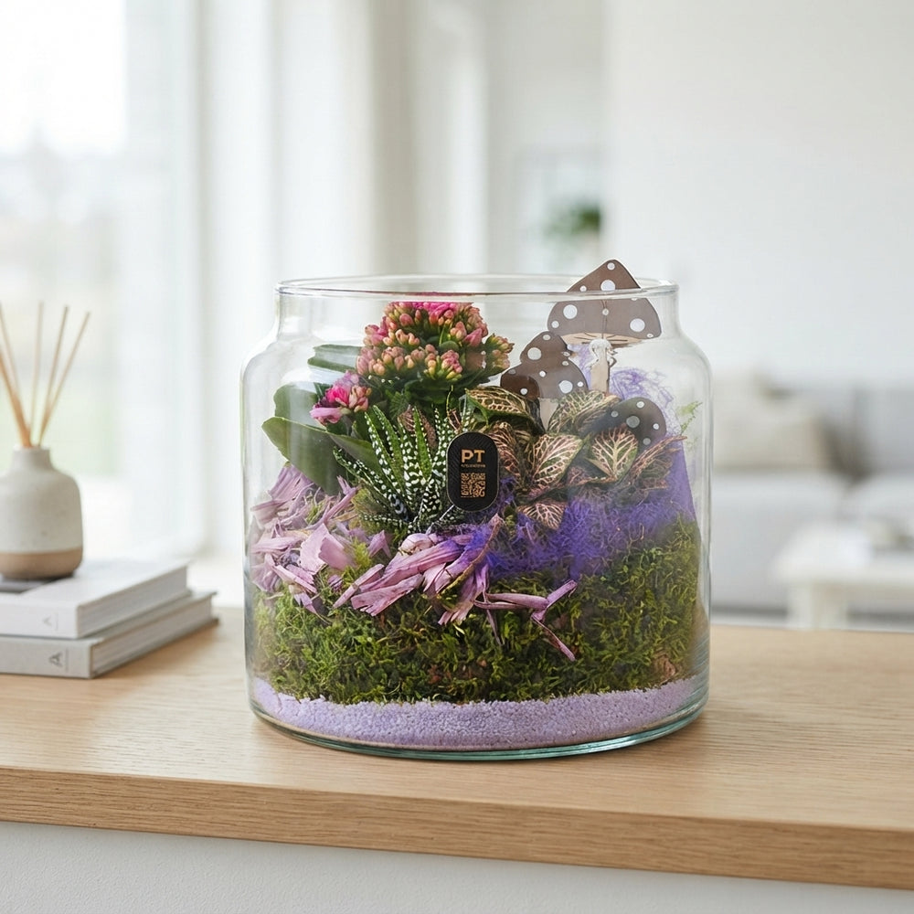 Autumn Glass Plant Arrangement – 19cm Vase
