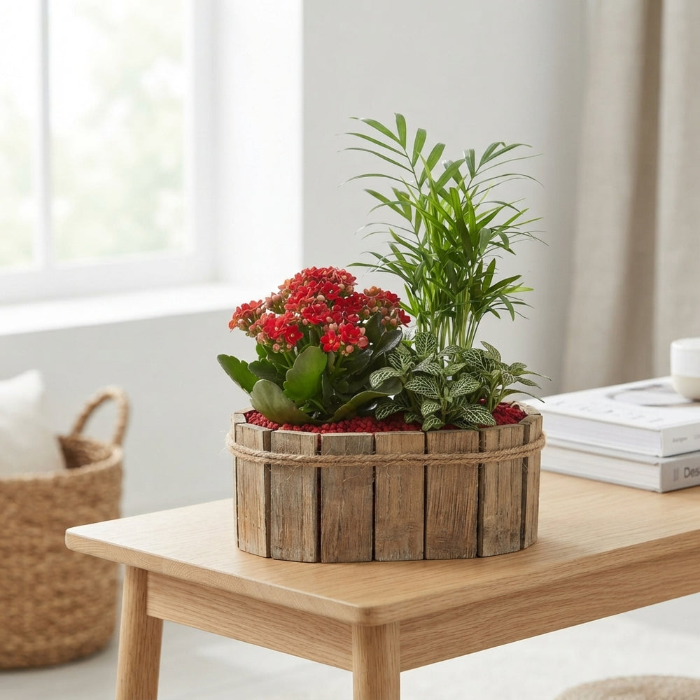 Mixed Colour Oval Wooden Arrangement