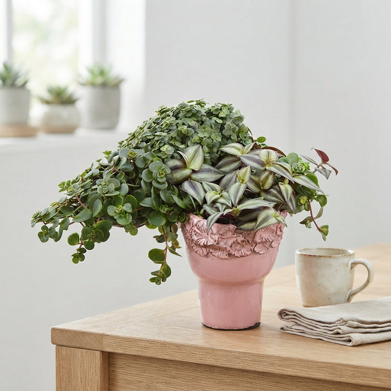 Mixed Ceramic Face Plant Arrangement – 11cm Pot