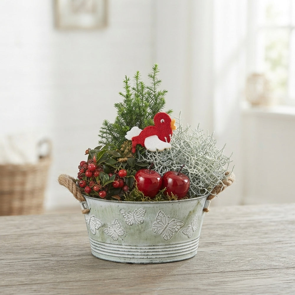 Garden Plant Arrangement – 22cm Zinc Pot