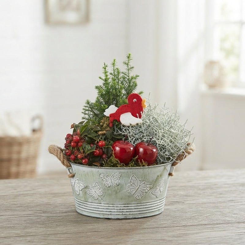 Garden Plant Arrangement – 22cm Zinc Pot