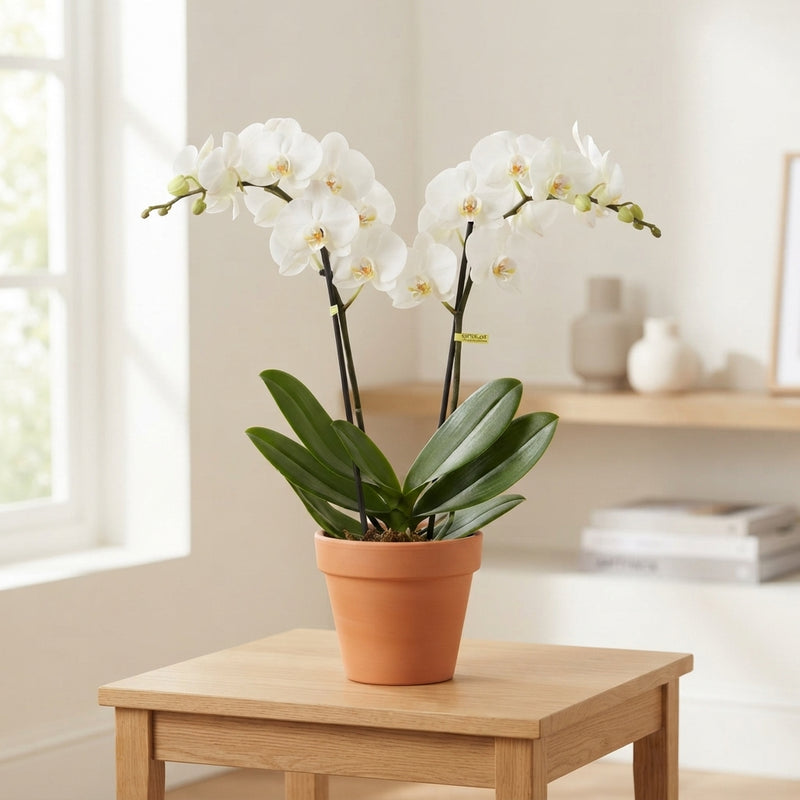 White Phalaenopsis Orchid – 2 Stem, 12cm Pot