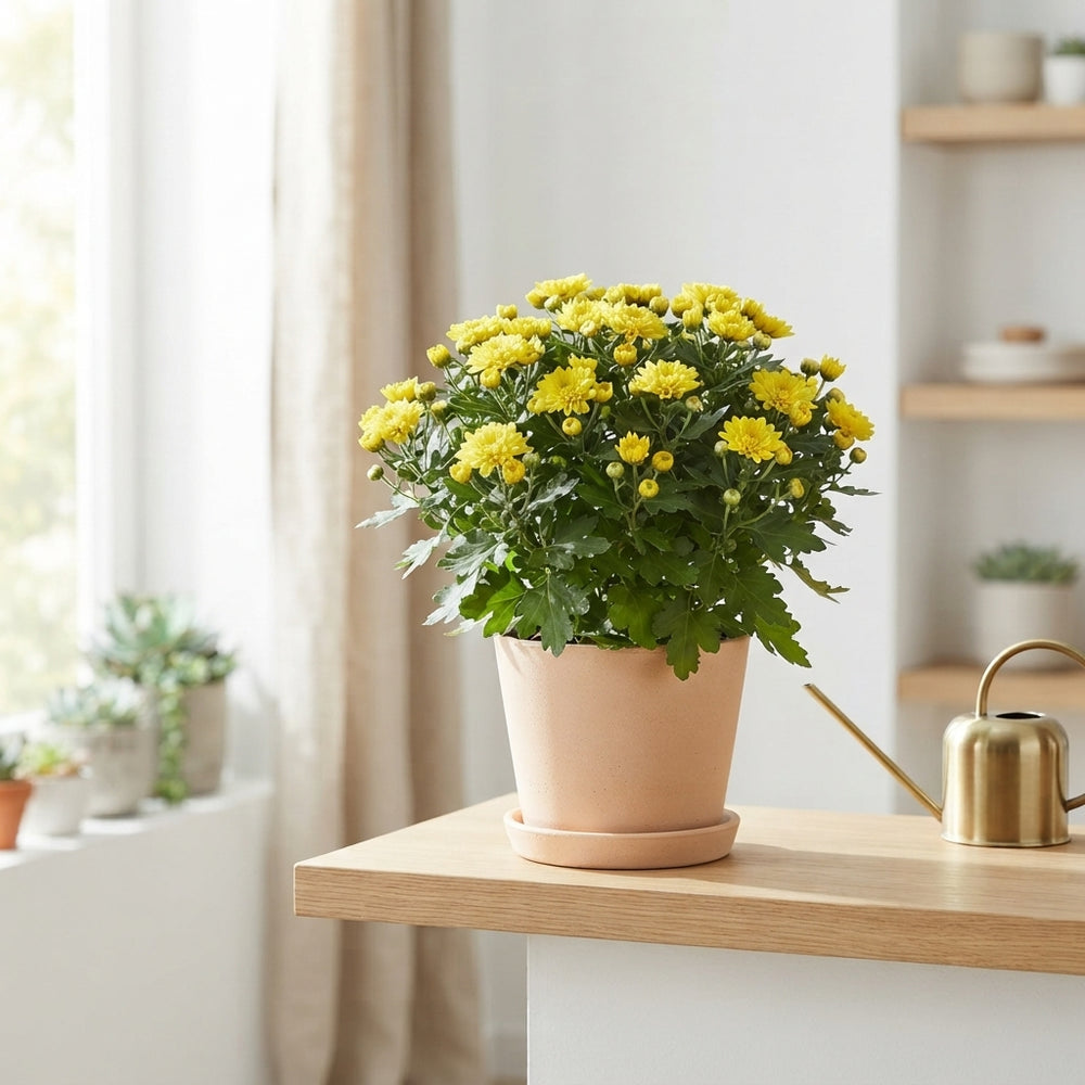 Yellow Chrysanthemum (Chrysanthemum indicum) – 10.5cm Pot