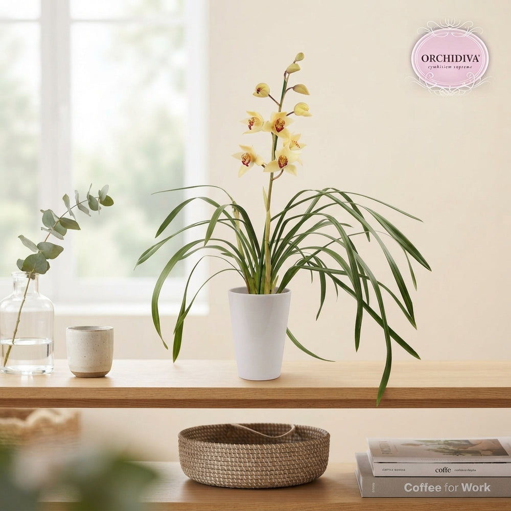 Mixed Cymbidium Orchid – 17cm Ceramic Pot