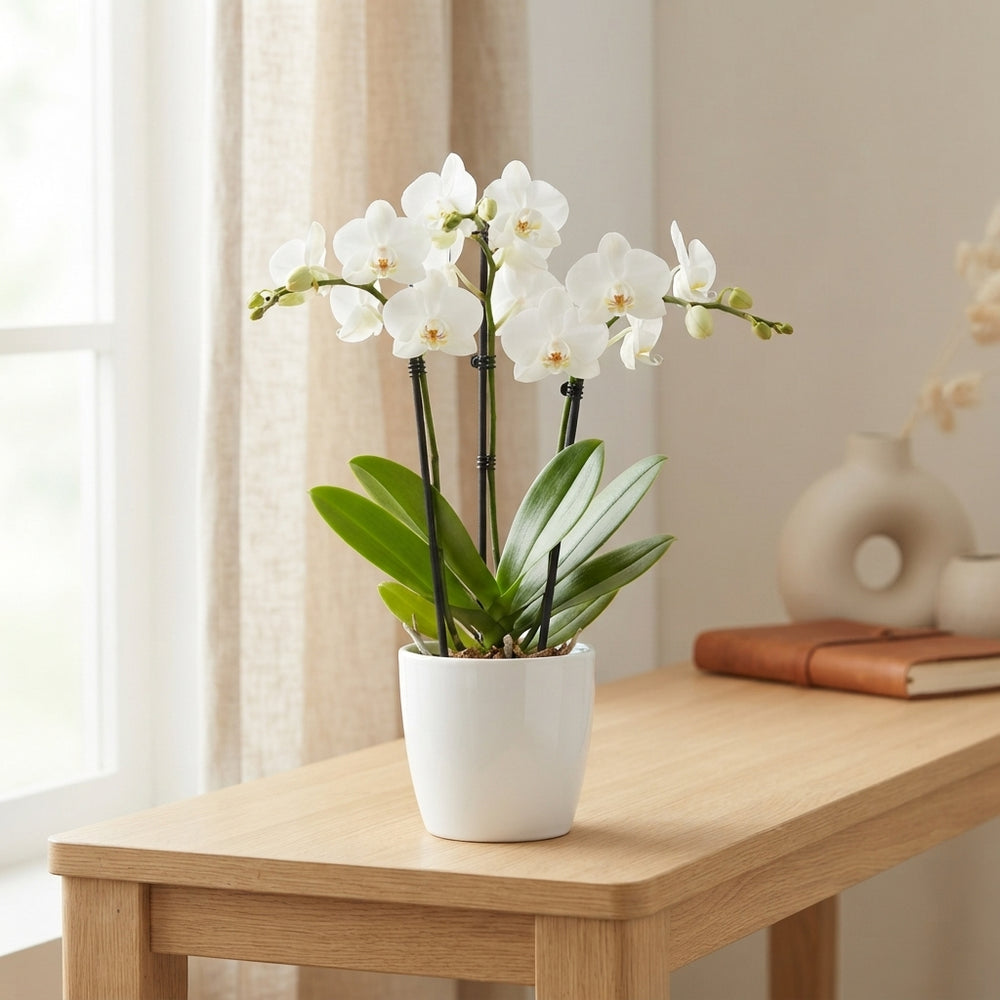 White Phalaenopsis Orchid – 3 Stem, 12cm Pot