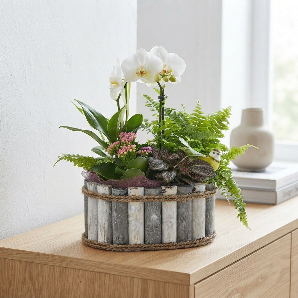 Mixed Colour Oval Wooden Arrangement – Grey and White