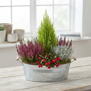 Mixed Colour Floral Arrangement – Zinc Round Container