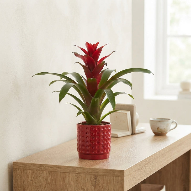 Mixed Bromeliad in Ceramic Diamond Pot – 11cm