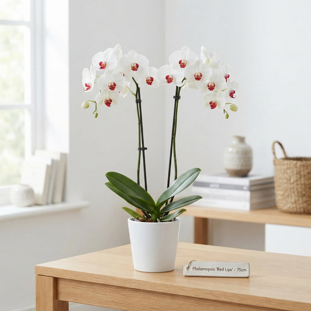 White Phalaenopsis Orchid – 2 Stem, 12cm Pot