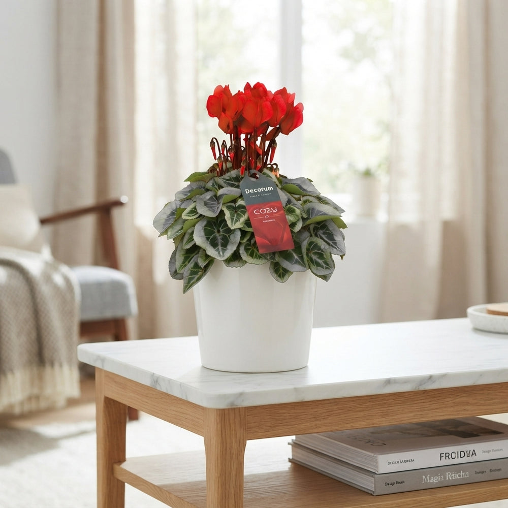 White Cyclamen persicum – 14cm Ceramic Pot