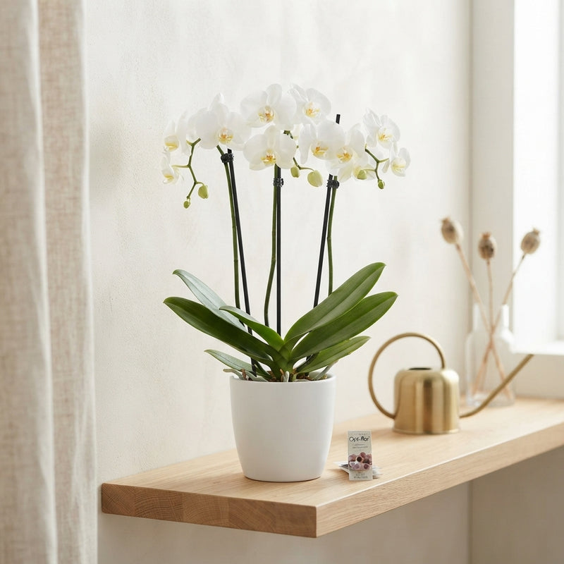 White Phalaenopsis Orchid – 12cm Pot, 50cm High