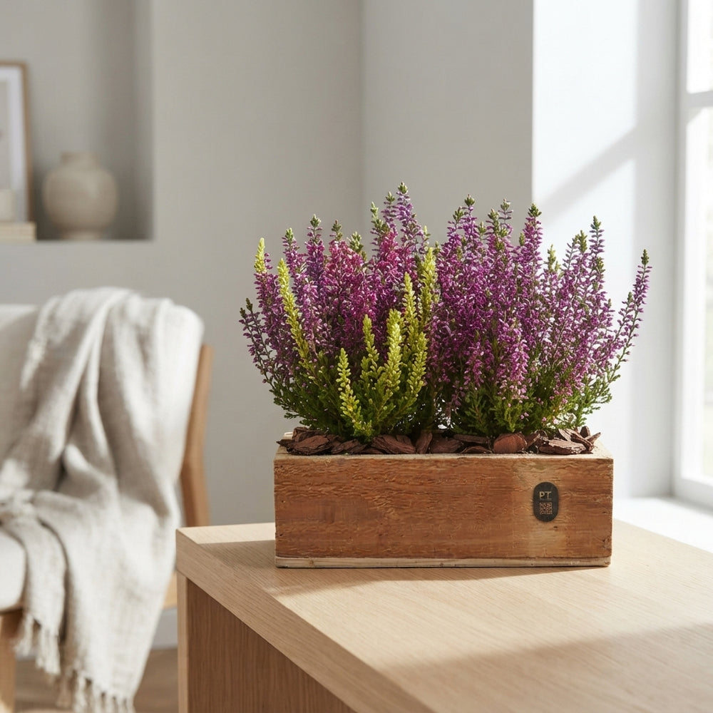 Autumn Plant Arrangement in Rectangular Wooden Pot – 25cm