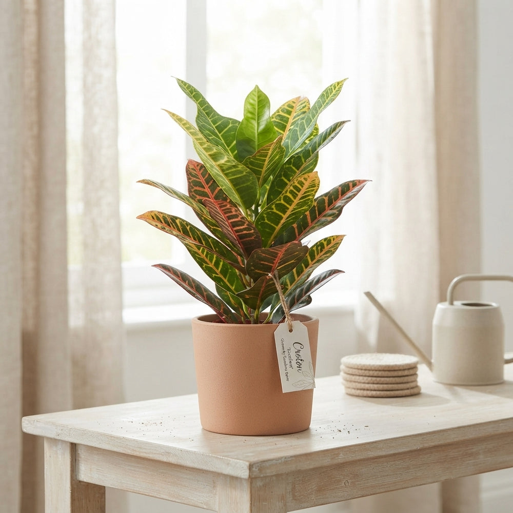 Large-Leaved Croton (Codiaeum variegatum) – 13cm Pot