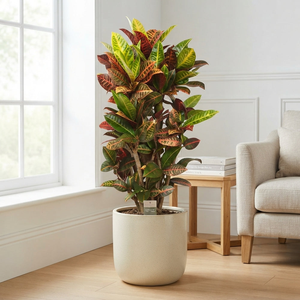 Large-Leaved Croton (Codiaeum variegatum) – 27cm Pot
