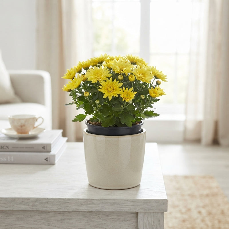 Yellow Chrysanthemum 'Homerun' – 14cm Pot