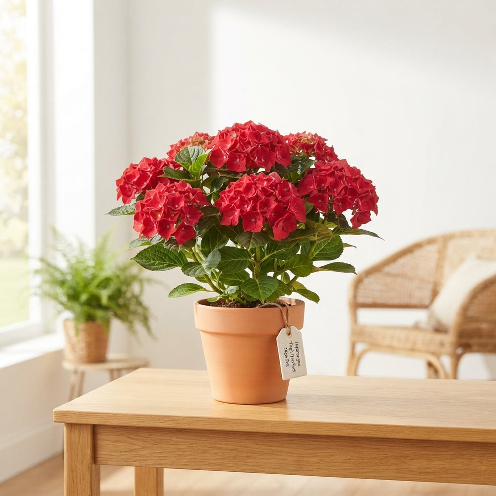 Red Hydrangea macrophylla – 14cm Pot, 40cm High