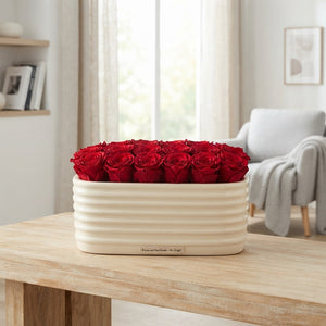 Preserved Red Rose in Ceramic Pot – 24cm