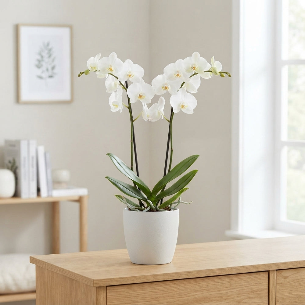 White Phalaenopsis Orchid ‘Flirto Love’ – 12cm Pot
