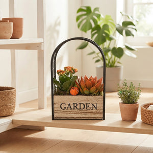 Mixed Colour Garden Arrangement in Iron Frame