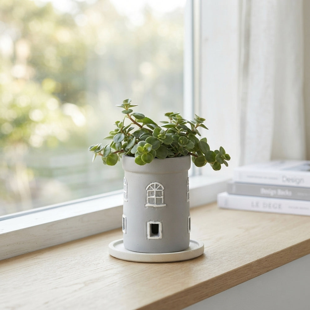 Lighthouse Tower Arrangement – Grey Ceramic 8cm Pot