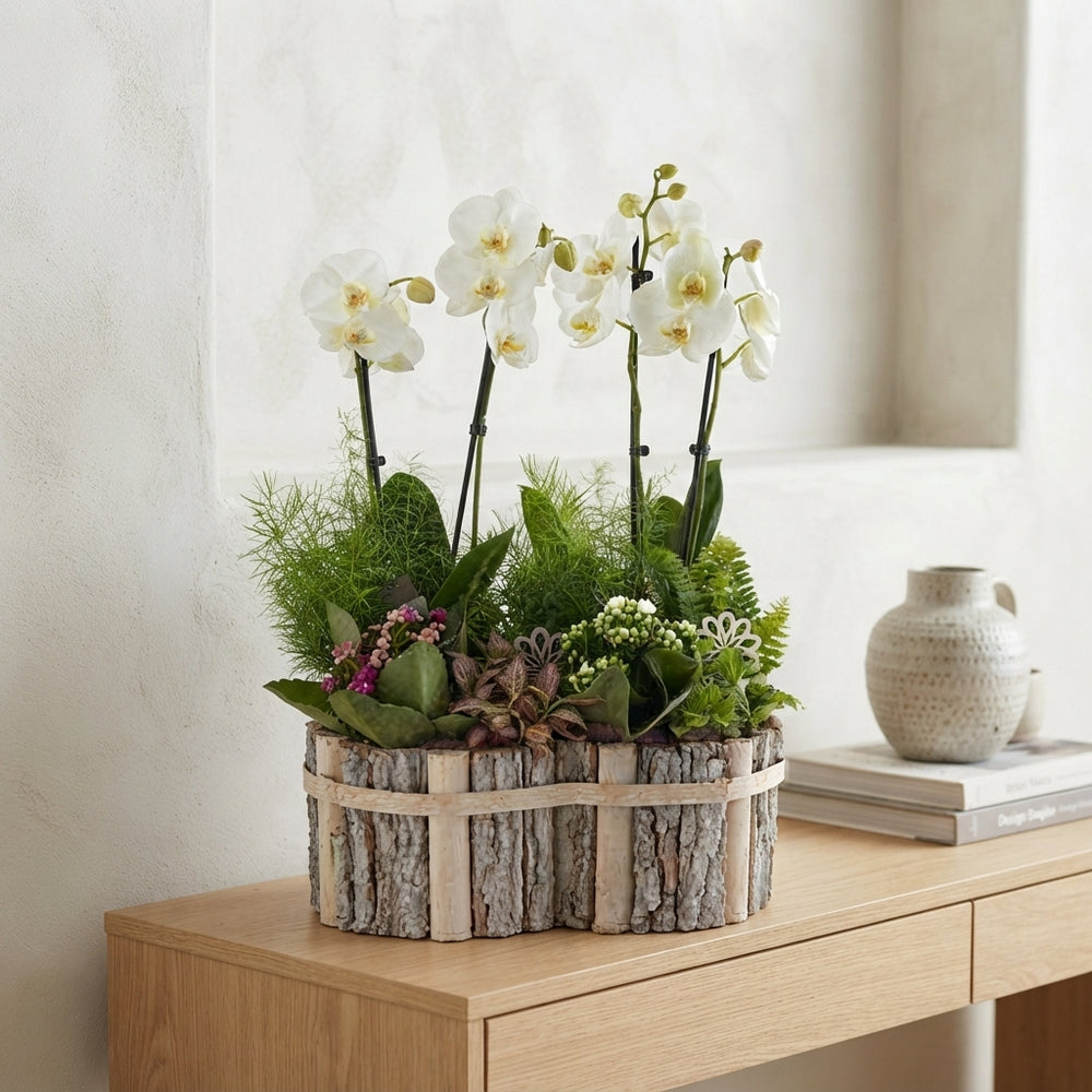 Round Beechwood Mixed-Colour Arrangement