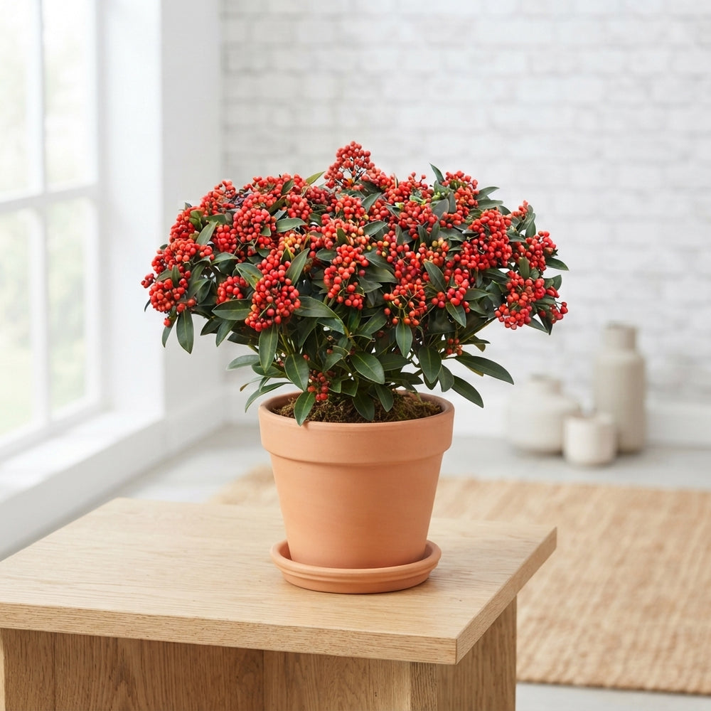 Red Skimmia japonica – 15cm Pot