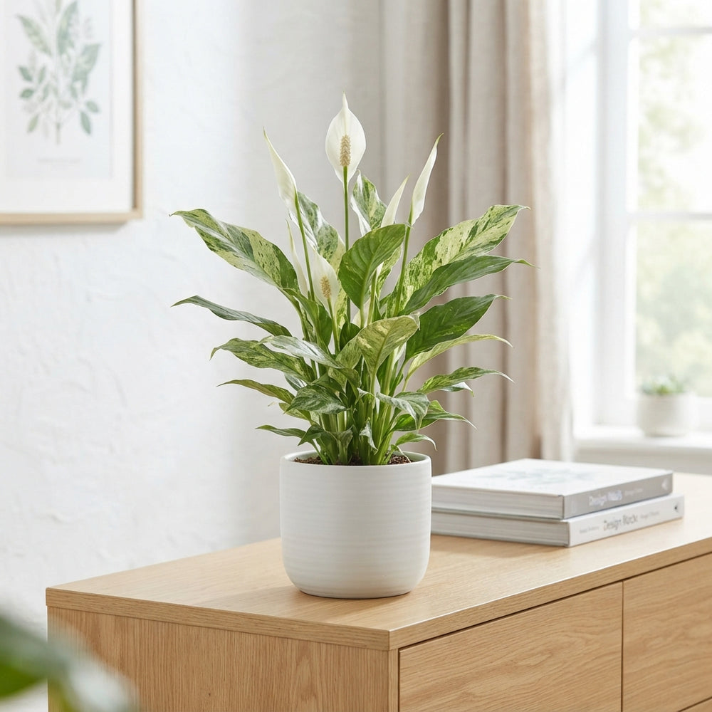 Peace Lily ‘Diamond Silver Leaf’ – 12cm Pot