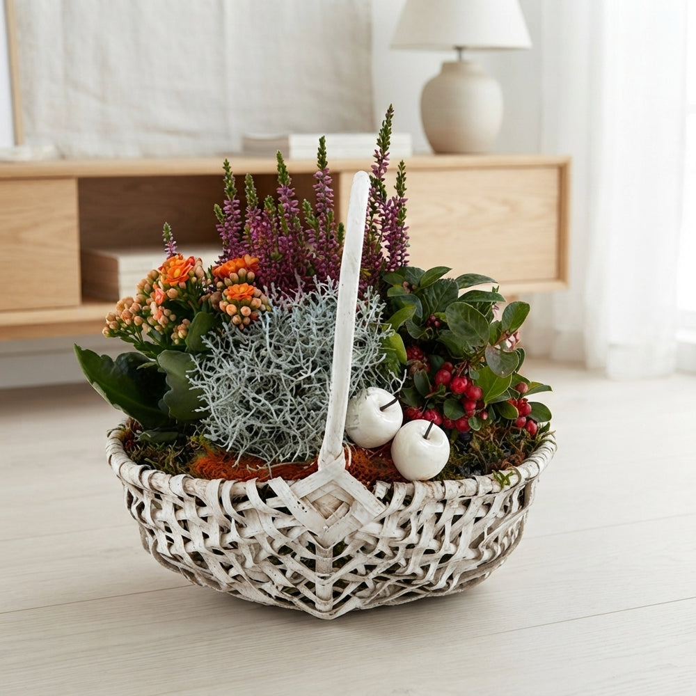 Extra-Large White Harvest Basket Arrangement
