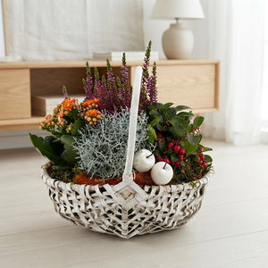 Extra-Large White Harvest Basket Arrangement