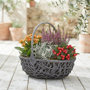 XXL Grey Harvest Basket Arrangement – Mixed Colours