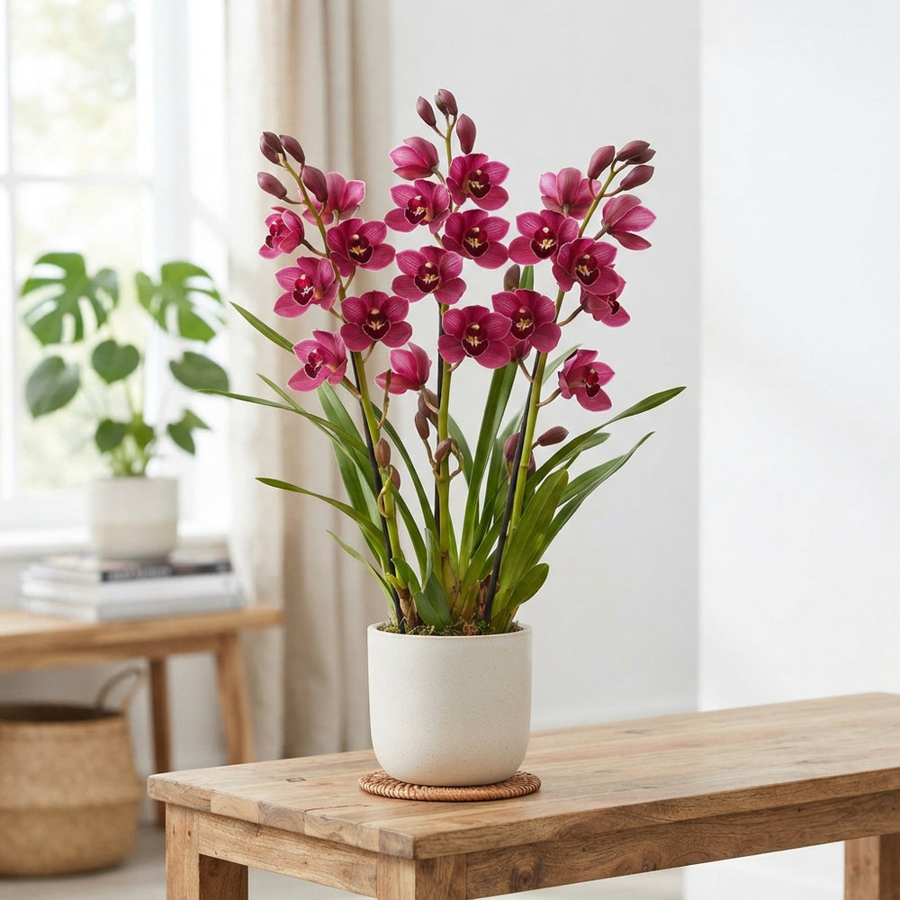 Mixed Colour Cymbidium Orchid – 14cm Pot, 80cm Tall