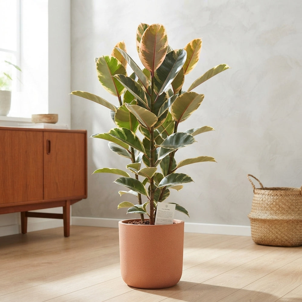 Ficus Elastica ‘Tineke’ Rubber Plant – 19cm Pot