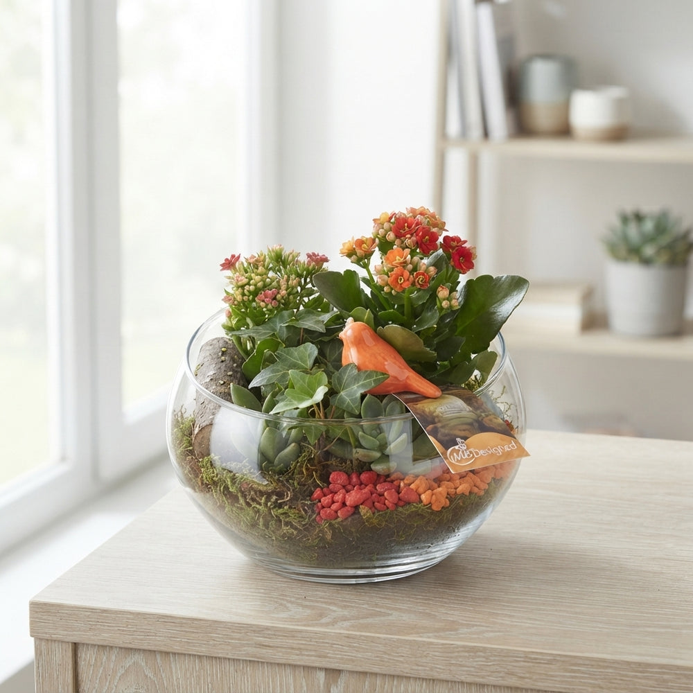 Red and Orange Flower Arrangement – 18cm Pot