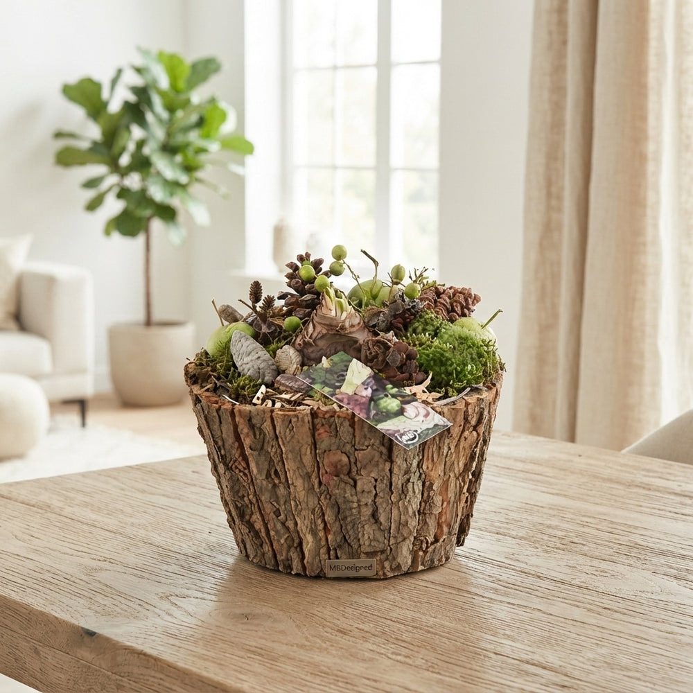 Large Amaryllis Arrangement in Wooden Bark Bowl – 22cm