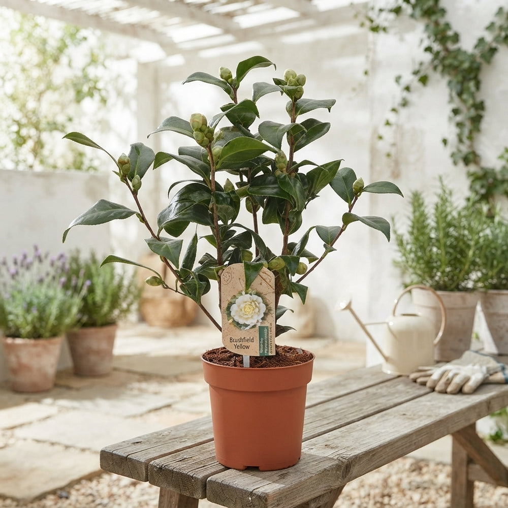 Camellia 'Brushfield Yellow' – 13cm Pot