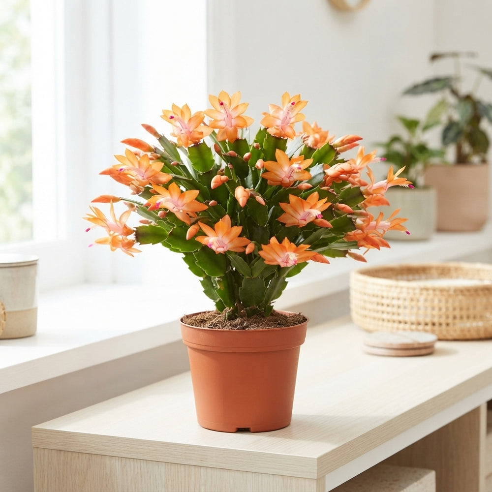 Orange Christmas Cactus (Schlumbergera) – 17cm Pot