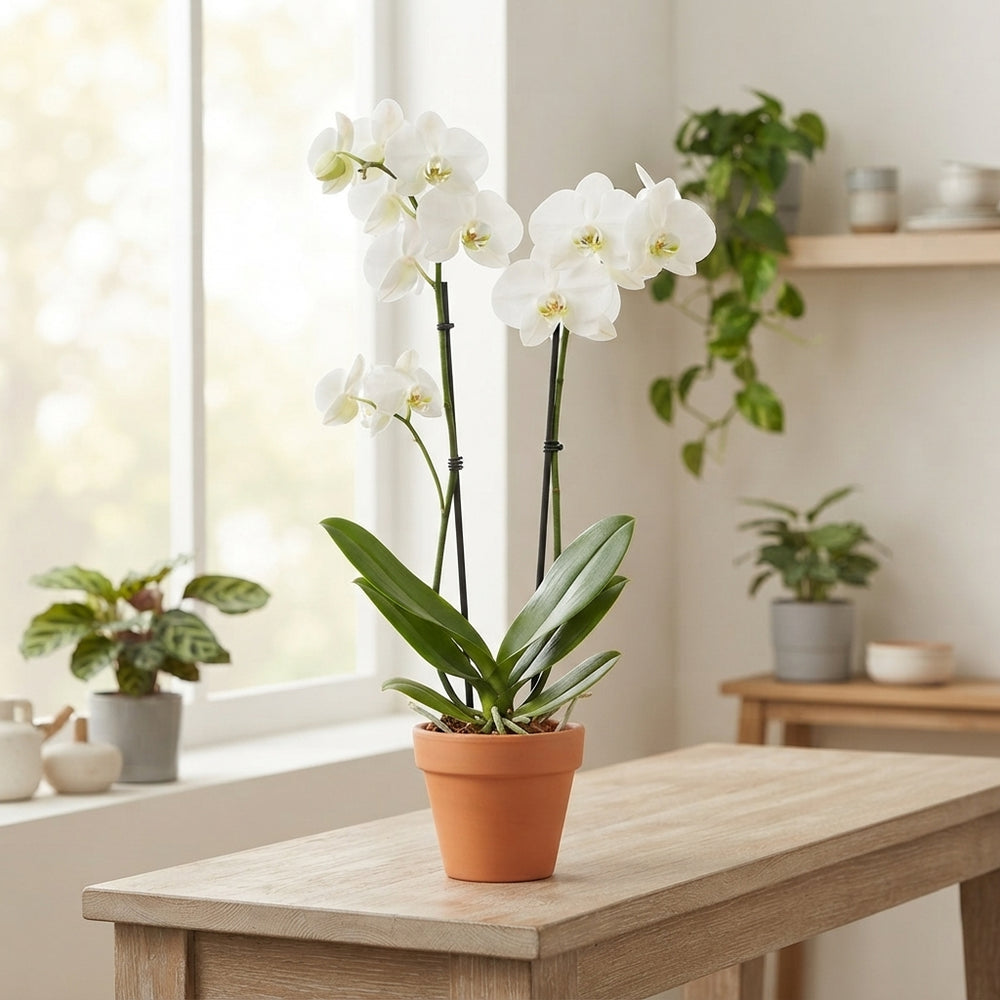 White Phalaenopsis Orchid – 3 Stem, 12cm Pot