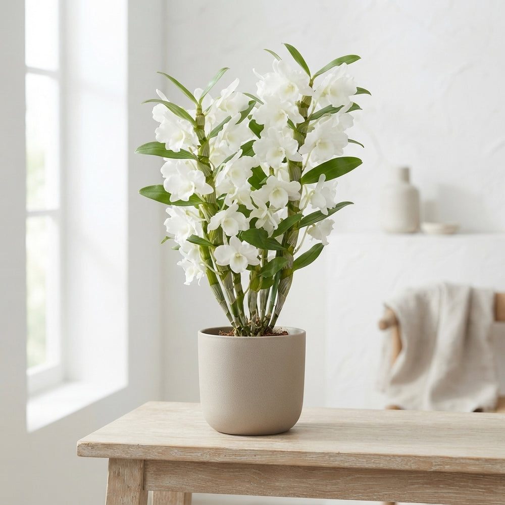White Dendrobium Nobile Orchid – 12cm Pot