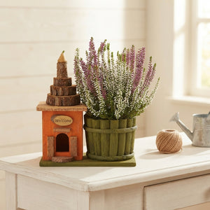 Mixed Colour Wooden House Plant Arrangement