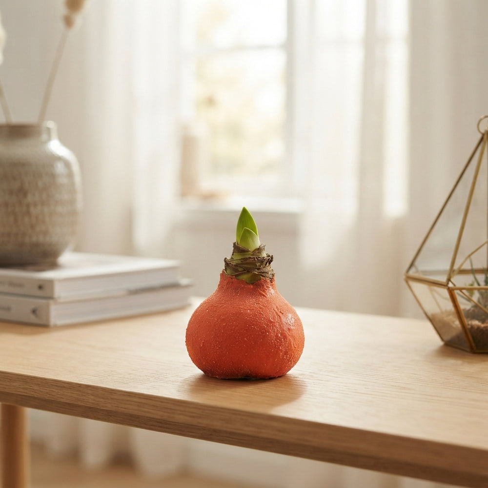 Orange Waxed Amaryllis Bulb Decoration