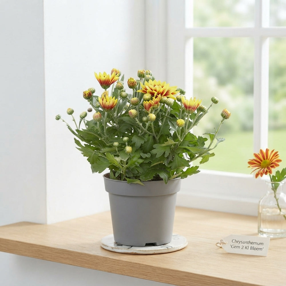 Chrysanthemum ‘Gem’ Flowering Houseplant – 12cm Pot