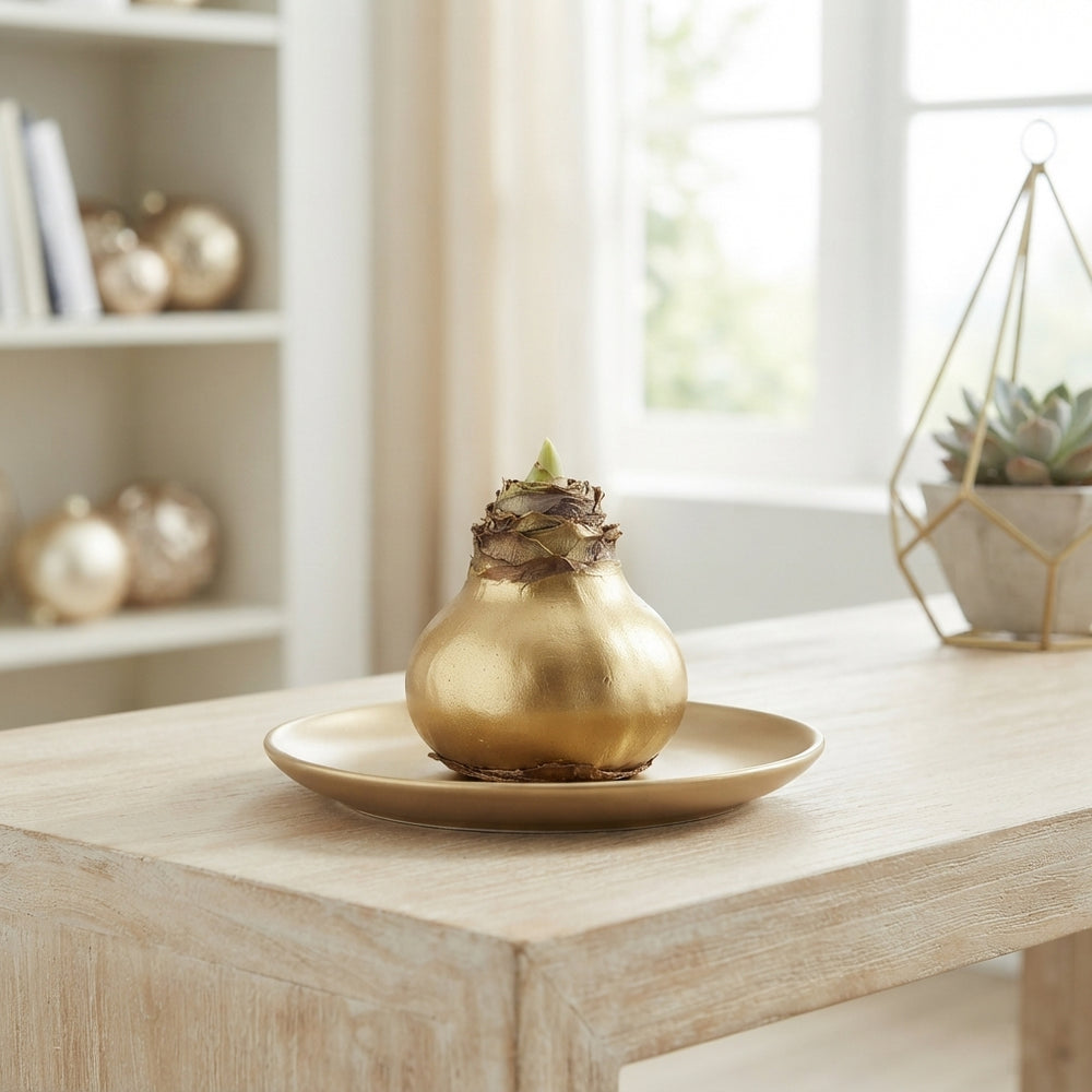Gold Waxed Eucalyptus Decoration – 20cm