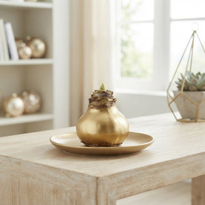 Gold Waxed Eucalyptus Decoration – 20cm