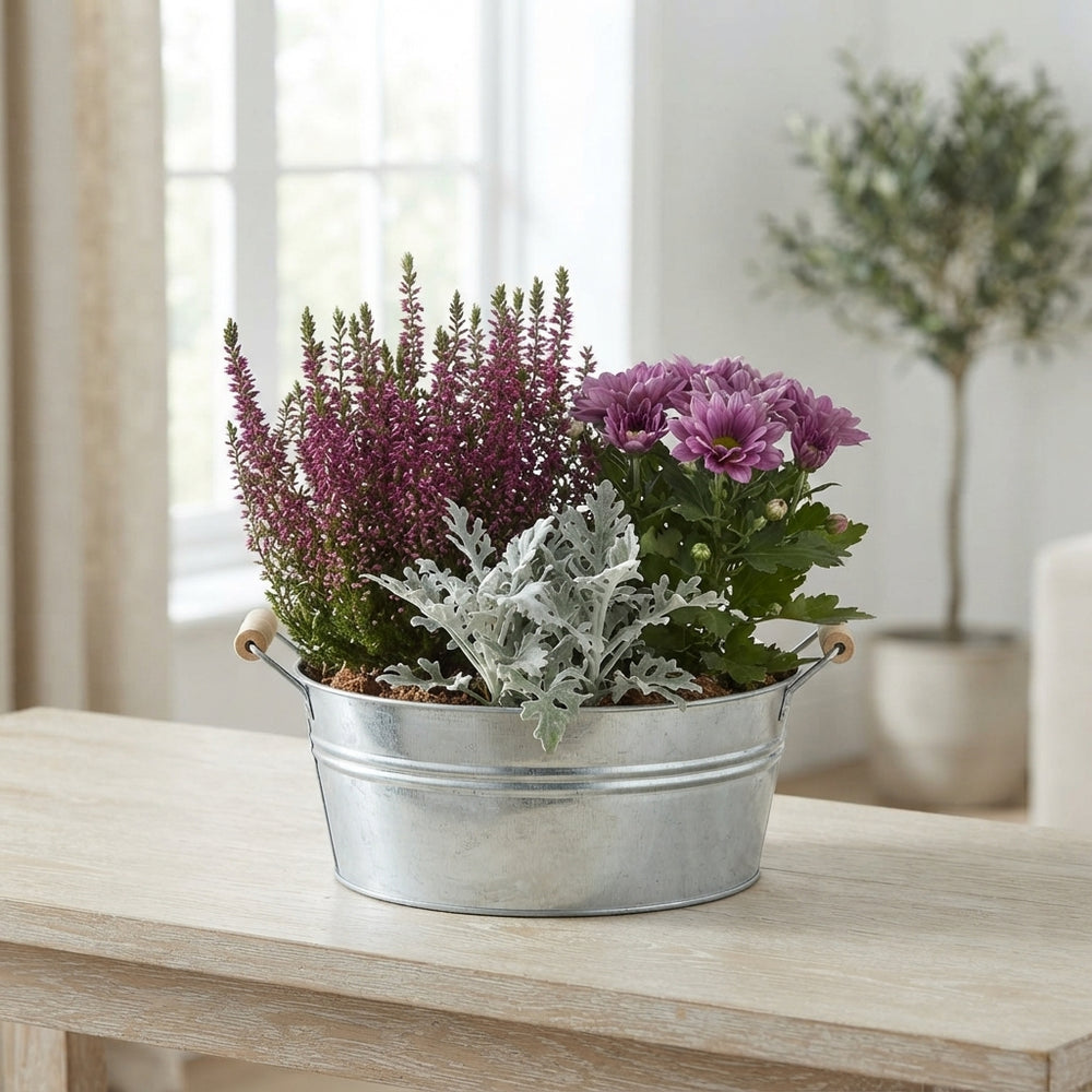 Mixed Colour Floral Arrangement – Zinc Pot